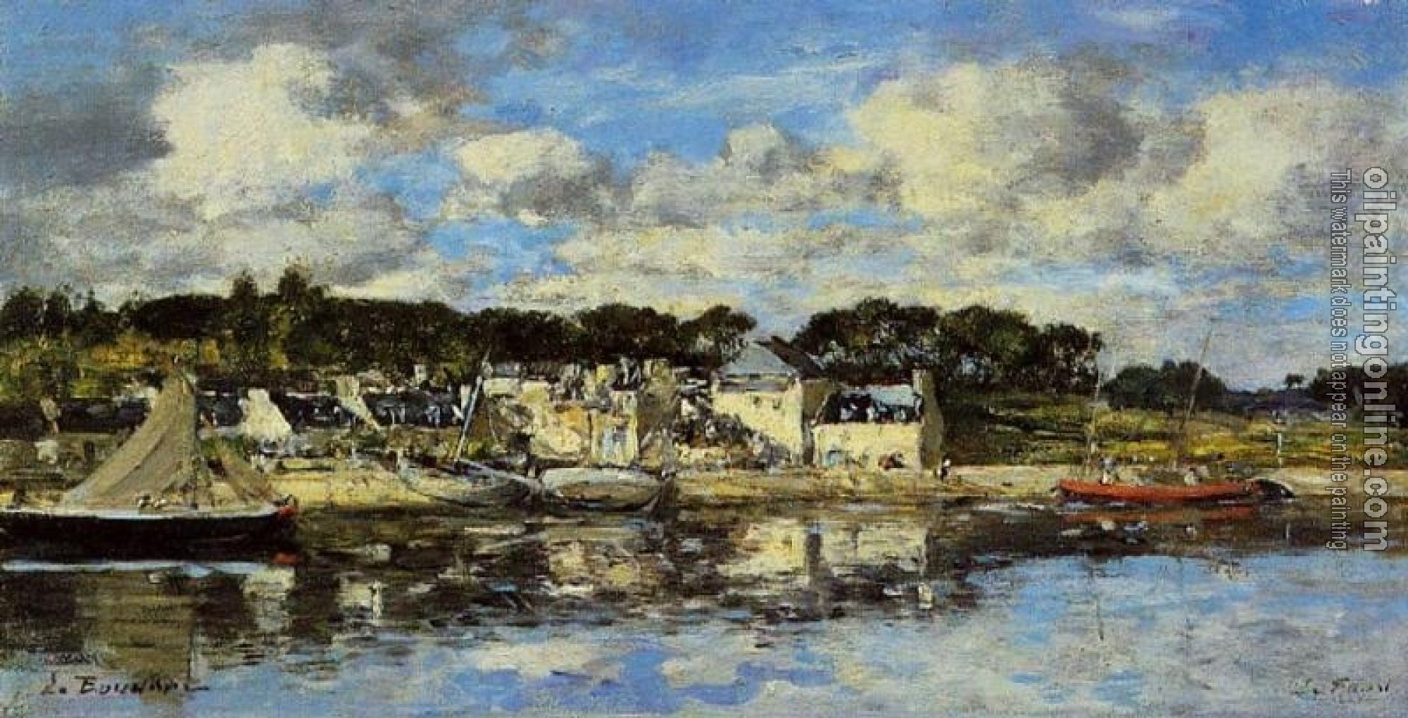 Boudin, Eugene - Le Faou, The Village and the Port on the River